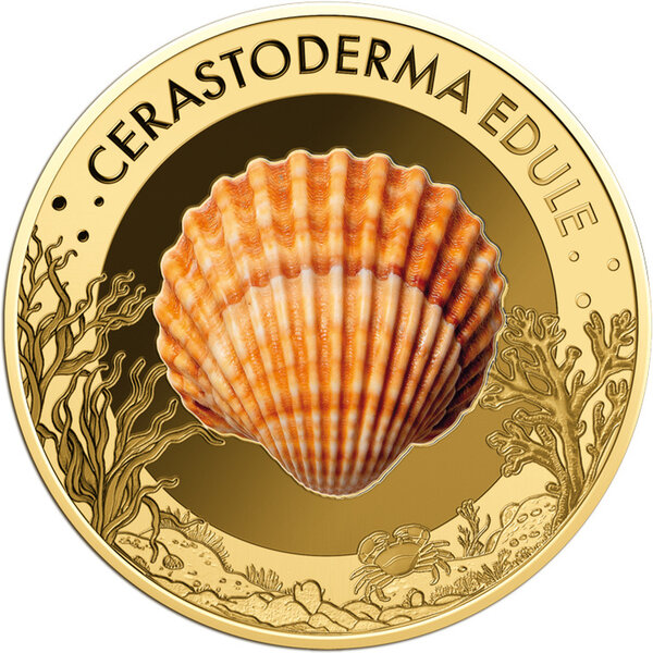 Monnaie COMMON COCKLE Sea Creatures 1/1000 Oz Or 3000 Francs Chad (PRÉCOMMANDE)