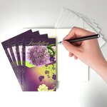 Lot 5 cartes "invitation" fleurs violettes avec 5 enveloppes blanches 9x14cm
