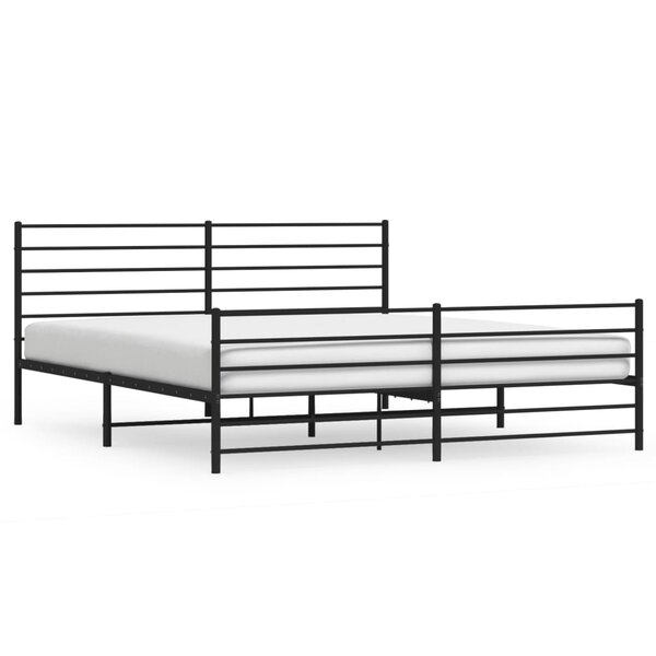 vidaXL Cadre de lit métal sans matelas avec pied de lit noir 200x200cm