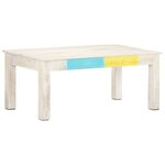 vidaXL Table basse Blanc 110x60x45 cm Bois de manguier massif