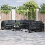 vidaXL Ensemble de canapé de jardin avec coussin 8 Pièces Noir Aluminium