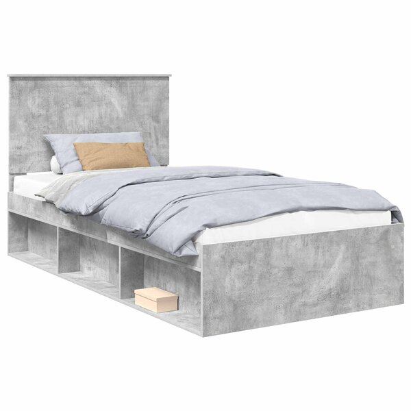 vidaXL Cadre de lit Gris Béton 100 x 200 cm Bois de pin massif