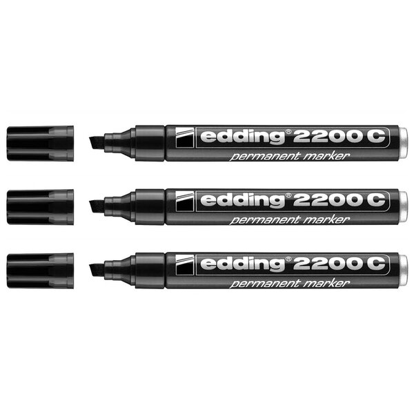 Marqueur Permanent 2200C Corps Alu Noir Pointe Biseau 1-5 mm x 3 EDDING