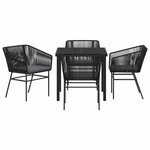 vidaXL Ensemble de salle à manger pour jardin 5 Pièces Noir Poly rotin