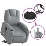 vidaXL Fauteuil inclinable de massage électrique Gris clair Tissu