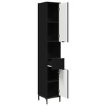 vidaXL Meuble de salle de bain haut avec porte Noir 31.5 x 33 x 190 cm