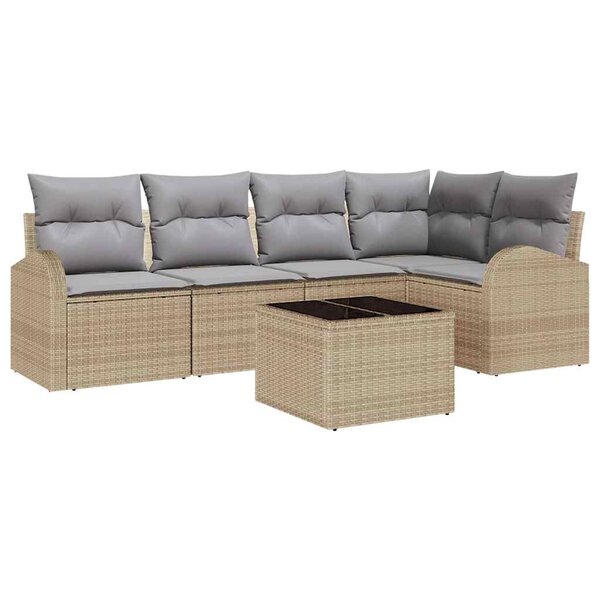 vidaXL Ensemble de canapé de jardin 6 Pièces beige et gris clair