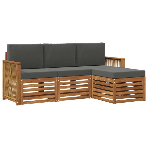vidaXL Ensemble de canapés d'extérieur 4 pc Naturel et Anthracite