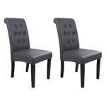 CUBA Lot de 2 chaises de salle a manger - Simili gris - Style contemporain - L 45 x P 42 cm