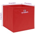 vidaXL Boîtes de rangement 4 Pièces Rouge 32x32x32 cm Tissu
