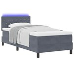 vidaXL Lit à ressort LED avec matelas Gris foncé 90 x 200 cm Velours
