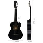 vidaXL Jeu de guitare classique pour débutants 8 Pièces Noir 1/2 34"