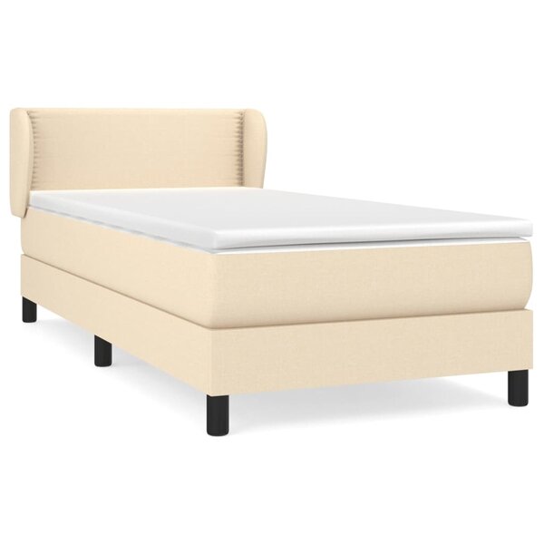 vidaXL Sommier à lattes de lit et matelas Crème 90x190 cm Tissu