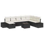 vidaXL Ensemble de canapé de jardin avec coussin 9 Pièces Noir Poly rotin