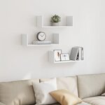 vidaXL Étagères murales 3 Pièces blanc 58x18x18 cm bois d'ingénierie