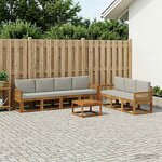 vidaXL Ensemble de canapés d'extérieur 8 Pièces Naturel et gris clair