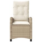vidaXL Chaises inclinables de jardin lot de 2 et coussins beige rotin