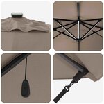 vidaXL Parasol Roma à Bras Déporté Taupe  Noir 352 x 251 x 265 cm