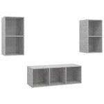 vidaXL Ensemble de meuble TV 3 Pièces Gris béton Aggloméré