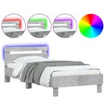 vidaXL Cadre de lit tête de lit et lumières LED gris béton 100x200 cm