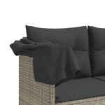 vidaXL Chaise longue avec auvent et coussins gris clair résine tressée