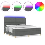 vidaXL Lit à ressorts avec matelas Gris foncé 200 x 200 cm tissu