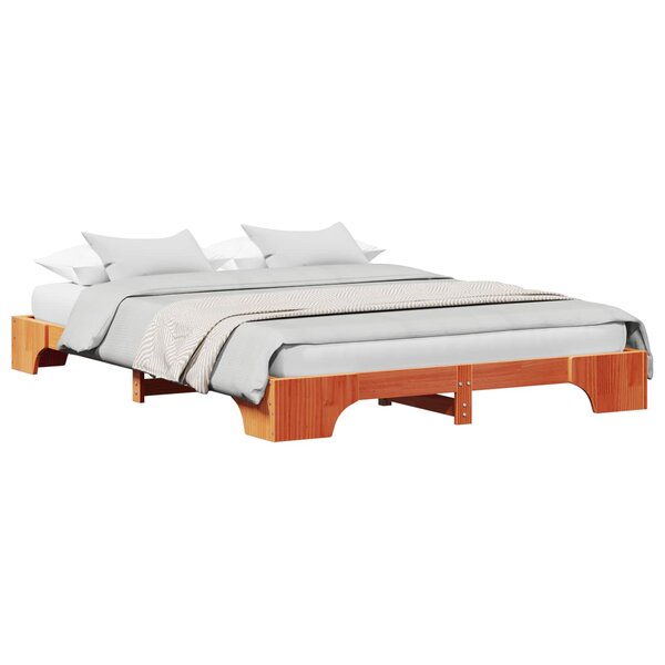 vidaXL Cadre de lit Brun cire 150 x 200 cm Pin massif