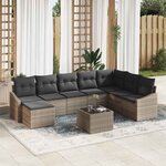 vidaXL Ensemble de canapé de jardin 9 Pièces Gris Poly rotin