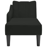 vidaXL Fauteuil long avec accoudoir droit noir velours