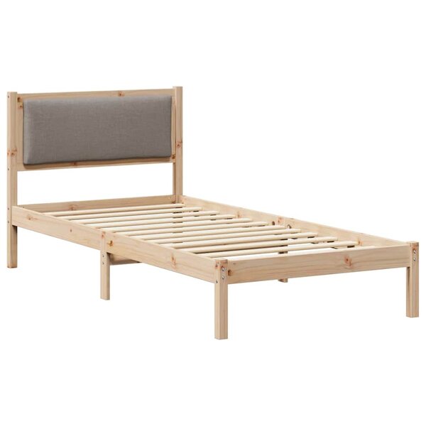 vidaXL Cadre de lit avec tête de lit Taupe 100 x 200 cm Pin massif