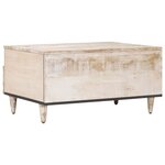 vidaXL Table basse Blanc 80 x 54 x 40 cm Bois de mangue massif