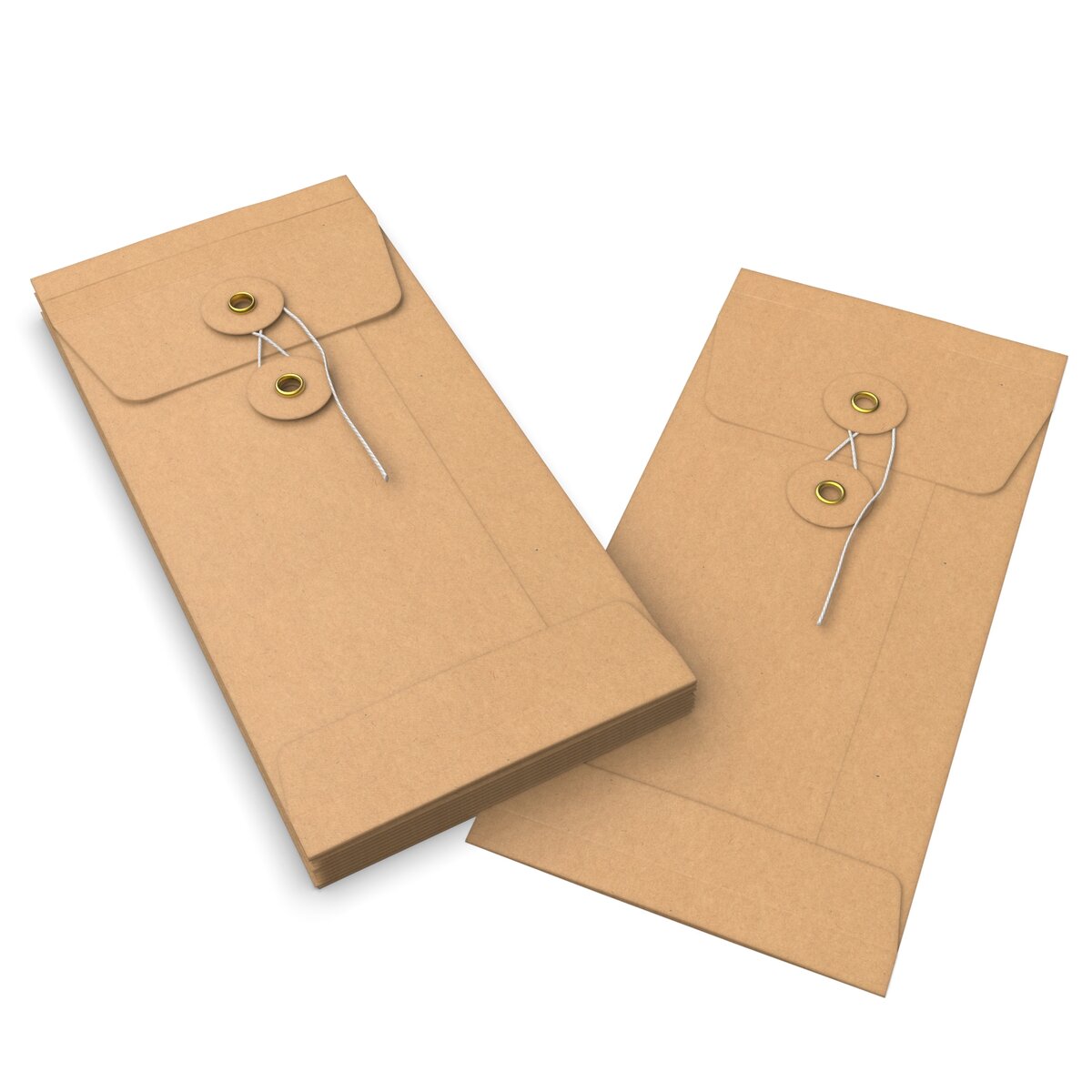 Lot de 10 enveloppes à soufflets à rondelle et ficelle manille