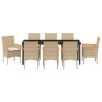 vidaXL Ensemble de salle à manger pour jardin 9 Pièces Beige polyrotin
