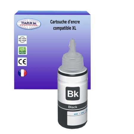 Bouteille d'encre compatible pour Epson T6731 (C13T67314A) Noire - T3AZUR