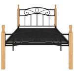 vidaXL Cadre de lit sans matelas noir métal bois chêne massif 90x200cm