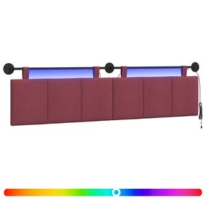 vidaXL Tête de lit suspendue Avec lumière LED Bordeaux Tissu