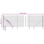 vidaXL Clôture en treillis métallique et ancrage anthracite 1 8x25 m