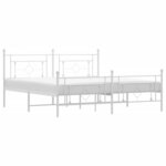 vidaXL Cadre de lit métal sans matelas et pied de lit blanc 183x213 cm