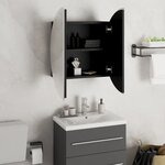 vidaXL Armoire de salle de bain miroir rond et LED Noir 47x47x17 5 cm