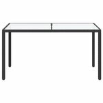 vidaXL Table de jardin 150x90x75cm Verre trempé et résine tressée Noir