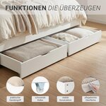 Lit en Bois 90x200 cm Blanc - Lit Simple - avec Matelas à ressorts - 2 Tiroirs