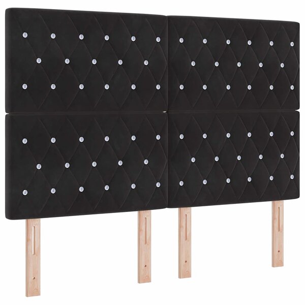 Lit Box Spring vidaXL avec Matelas Noir 140x200 cm Velours