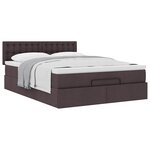vidaXL Lit ottoman avec matelas marron foncé 140x190 cm tissu