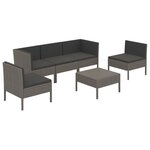 vidaXL Salon de jardin 6 Pièces avec coussins résine tressée gris