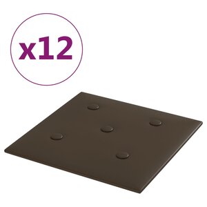vidaXL Panneaux muraux 12 Pièces Marron 30x30 cm Similicuir 1 08 m²