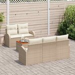 vidaXL Ensemble de canapé de jardin 6 Pièces Beige Poly rotin