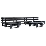 vidaXL Canapés de jardin palette 6 Pièces Noir Bois