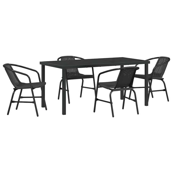 vidaXL Ensemble de salle à manger pour jardin 5 Pièces Noir