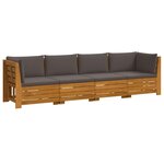 vidaXL Ensemble de canapés d'extérieur avec coussin 4 Pièce Marron