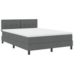 vidaXL Lit à ressorts avec matelas gris foncé 160x200 cm en tissu